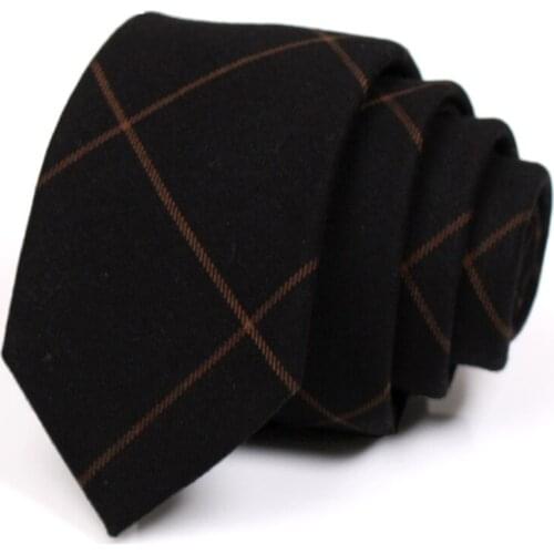 Brand New Mens Dark Brown 6CM Tie Plaid Ties for Men Business Suit Work Neck Tie High Quality Fashion Formal Cotton Necktie