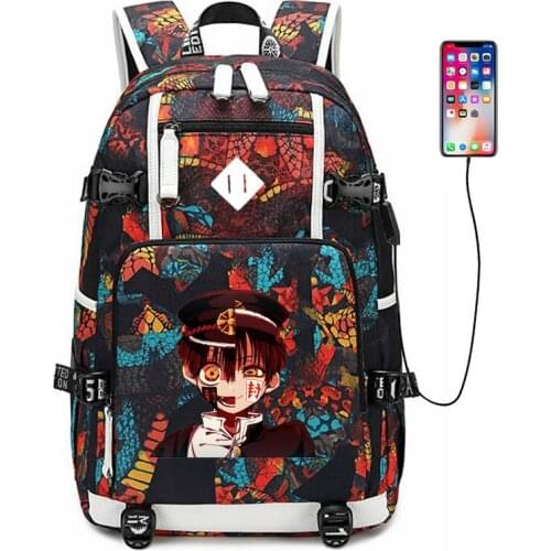 New Toilet-bound Jibaku Shounen Hanako-kun Backpack laptop bag Men women Travel bags USB Oxford Backpack schoolbag