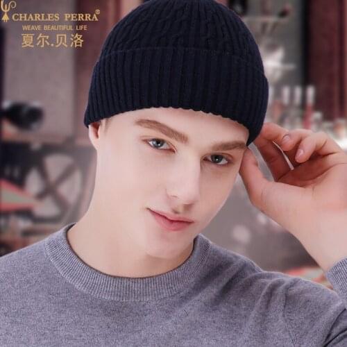 Beanies Hat Men Winter Thermal Knitted Hats Autumn Winter Thicken 2020 New Skullies Male Headwear Dark Grey Navy Blue 3230