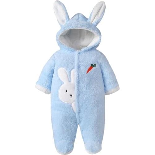 Cute Rabbit Newborn Baby Clothes Cotton 2021 Thick Winter Boy Snow Wear Girls Snowsuit Infant Jumpsuit Bodysuit for Babies 0-12M