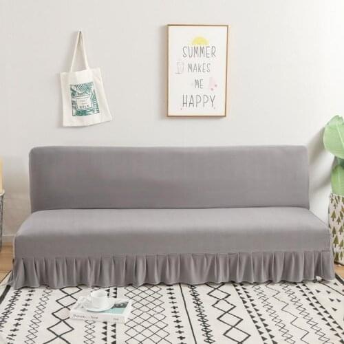 Solid Color Series Sofa Cover With Skirt Edge For Folding Sofa Cover Without Armrest All-inclusive Elastic Slipcover Protector