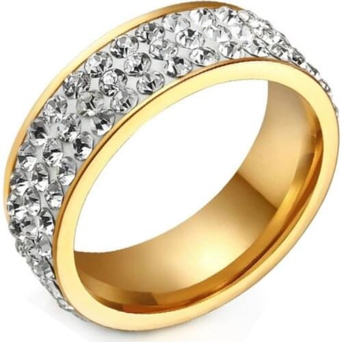 Gifts Full Rhinestone For Woman Luxurious Paragraph Jewelry Gold Rings Stainless Steel Ring Fashion Trend Jewellry Accessories