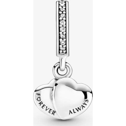 Fit Pandora Charms Bracelet Necklace 925 Silver Pendant Two-Tone Double Heart Dangle Charm 925 Silver Jewelry Berloque