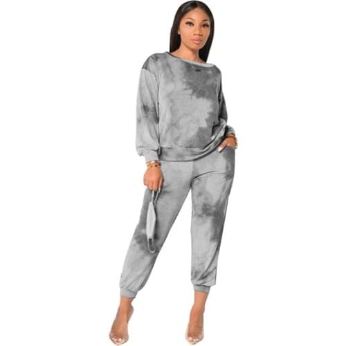 Casual Tie-dye Two Piece Pant Set Without Mask
