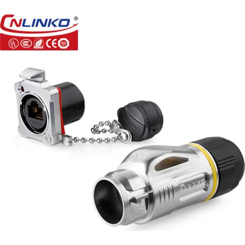 RJ45 Connector Manufacturers Supply New Product Metal Outdoor Panel Mount Jack Push Pull Industrial RJ45 Ethernet Connector