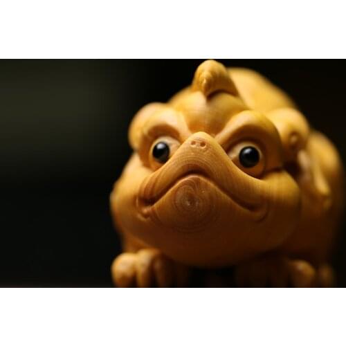 Boxwood 6cm Chinese Unicorn Sculpture Animal Wood Statue Ancient God Beast of China Feng Shui Home Decor