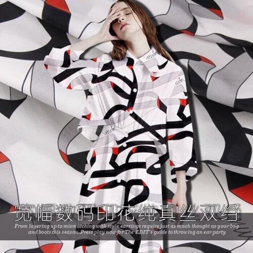 135 cm wide printed silk fabric for dress 12 mm silk crepe de chine fabric micro perspective crepe fabric wholesale silk cloth