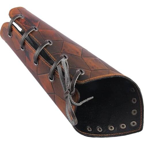 Wide Faux Leather Gauntlet Wristband Protect Arm Armor Cuff Medieval Bracers