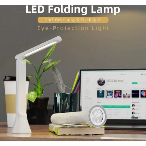 Table Lamp Led USB Rechargeable Desk Lamp 2in1Flashlight Eye Protection College Student Children Learning Reading Bedroom Study