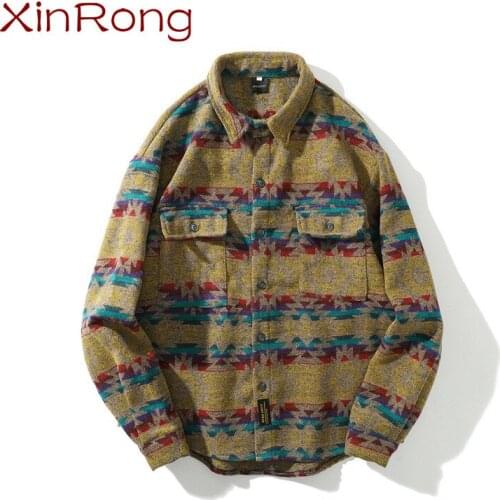 Contrasting color all-match snap button long-sleeved shirt mens fashion hip-hop casual retro ethnic coat male fashionable shirt