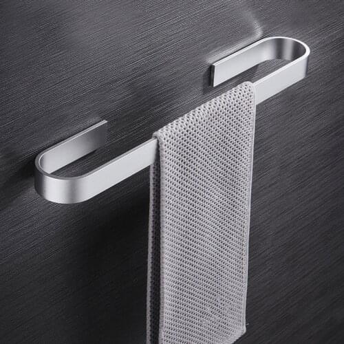 Bathroom Waterproof Punch-free Aluminum Towel Bar Single Towel Rack Bathroom Matte Black Wall Mounted Towel Holder 25/45 cm