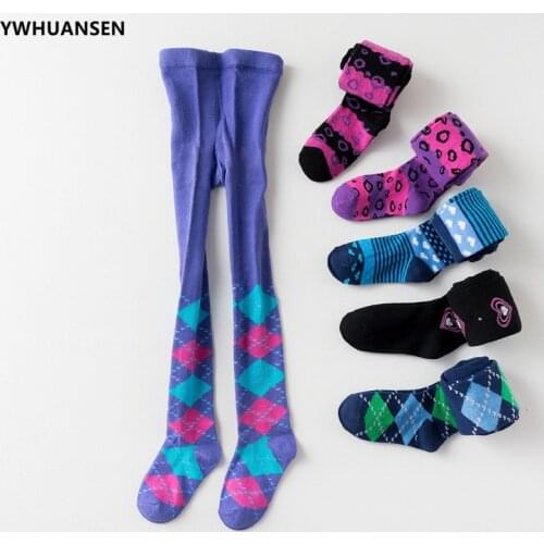 YWHUANSEN 2018 New Childrens Tights Rhombus Pattern Stockings For Girls Boy Cotton Pantyhose Kids Patterned Collant Enfant Sale