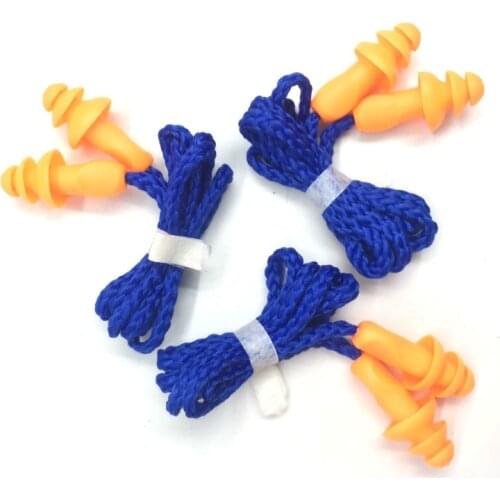 10Pcs Soft Silicone Corded Ear Plugs Ears Protector Reusable Hearing Protection Noise Reduction Earplugs Earmuff