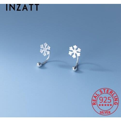 INZATT Real 925 Sterling Silver Bead Thread Snowflake Stud Earrings For Fashion Women Party Cute Fine Jewelry Drop Shipping