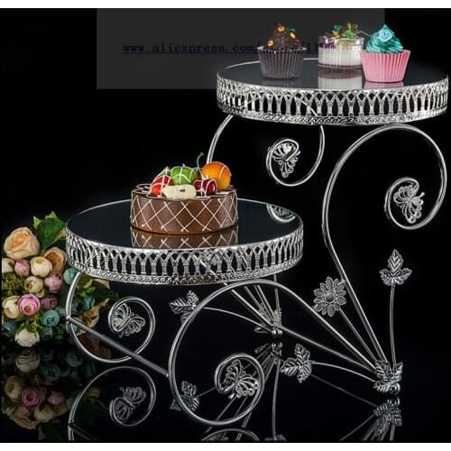 1 PC New double-layer 12-inch mirror cake table high-end star hotel buffet West Point dessert cake stand