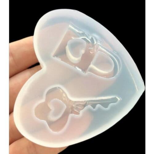 1pcs Liquid silicone love key and lock mold DIY resin jewelry pendant necklace pendant lanugo mold resin molds for jewelry