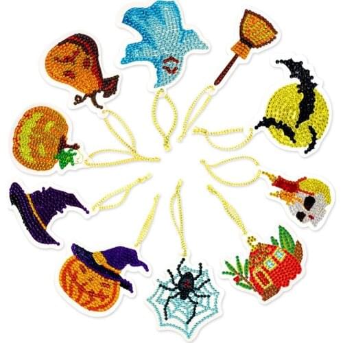 10Pcs DIY Diamond Painting Christmas Tree Pendant Full Drills Special Shape Diamond Embroidery Christmas Decorations