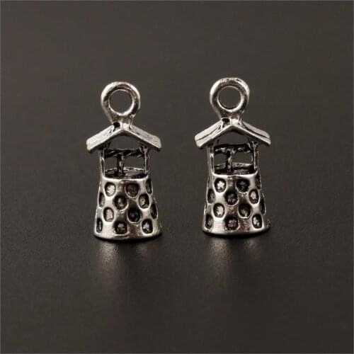 20pcs Silver Color 3D Ancient Water Well Charms Washing Pendant Diy Jewelry Finding Necklaces And Bracelet Crafts 18X9mm A241