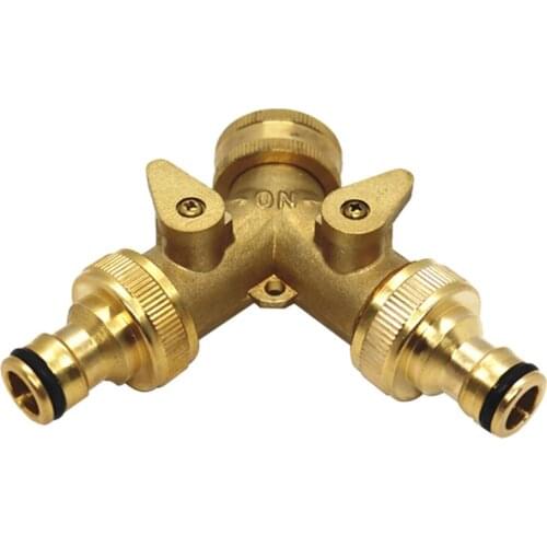 3/4 Inch Barrel Brass Joint Outdoor Faucet Irrigation Connector Non-toxic Safe To Use Heavy Duty Y Type Garden Hose Splitter