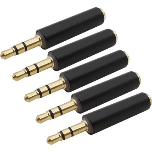 5Pcs/lot 3.5mm Male to 3.5mm Female Audio Stereo Adapter Connector 3.5mm 3 Pole Plug to 3.5mm 4 Pole Jack Audio Adapter