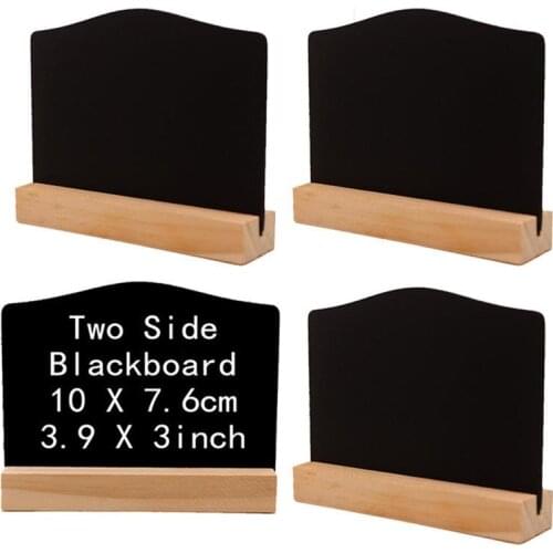 6pcs Double-sided Mini Blackboard Wooden Message Board Decorative Chalkboard for Shop Bar Coffee (Small Size Board with Base)
