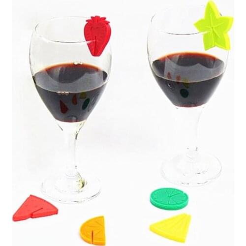 6pcs Cute Wine Glass Charm Suction Fruit Decorative Wine Glass Marker Wine Glass Tag Bar AccessoriesWine Glass Tags