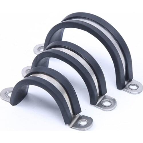 Free shipping 2pcs/lot 304 Stainless Steel Rubber Lined U Clips Cable Mounting Hose Pipe Clamp Mikalor
