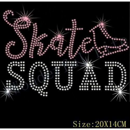 Free Shipping Skate Squad Rhinestone Iron On Transfer Motif -T Shirt Hot Fix Crystal Diamante