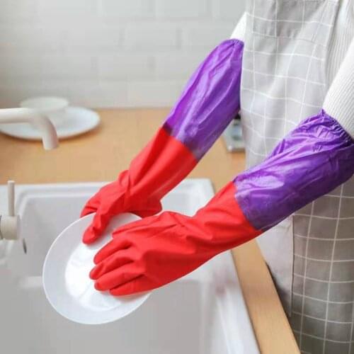 Long Velvet Band Winter Household Gloves Dishwashing Rubber Waterproof Warm Gloves Long Velvet Band Winter Household Gloves Dis
