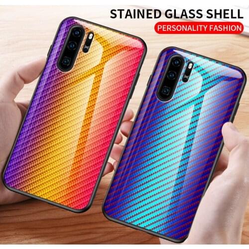 For Huawei P30 P20 Pro P10 P9 Plus Lite P Smart 2019 2018 Fashion Colorful Tempered Glass Phone Case Slim Shockproof Back Cover