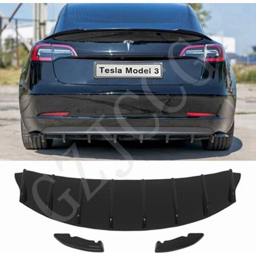 For Tesla Model 3 2017-2020 ABS Material Gloss Black Rear Bumper Lip