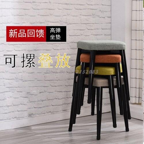 Stool Home Stool Modern Make-up Dressing Stool Fashion Creative Solid Wood Square Stool Dining Stool Fabric Adult Small Chair