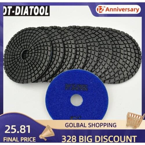 DT-DIATOOL 10pcs Dia 100mm/4" Grit #50 Diamond Flexible Wet Polish Polishing Pads For Granite Marble Stone Sanding Disc