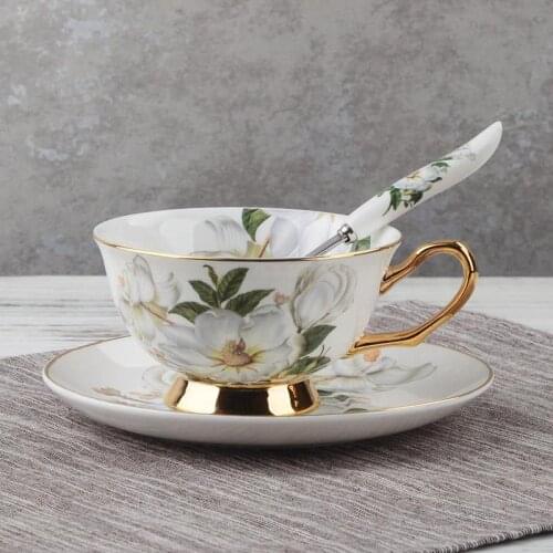 European Bone china coffee set Top Grade Porcelain coffee cup and saucer Luxury Gifts Pearl glaze