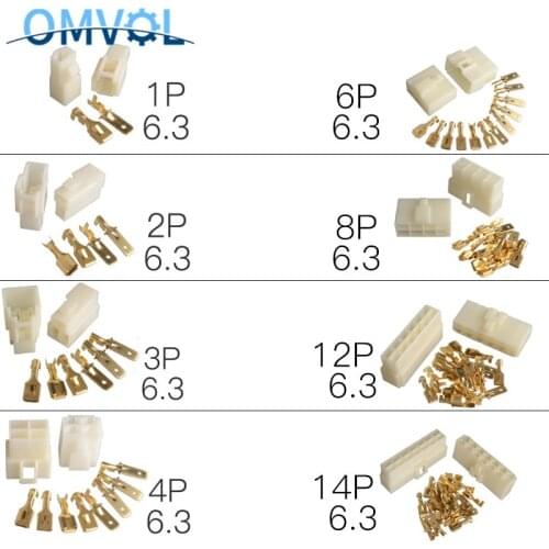 5Sets 6.3mm 1P 2P 3P 4P 6P 8P 12P 14P pin/way Crimp Terminal Connector Kits Male Female socket plug for Motorcycle Car