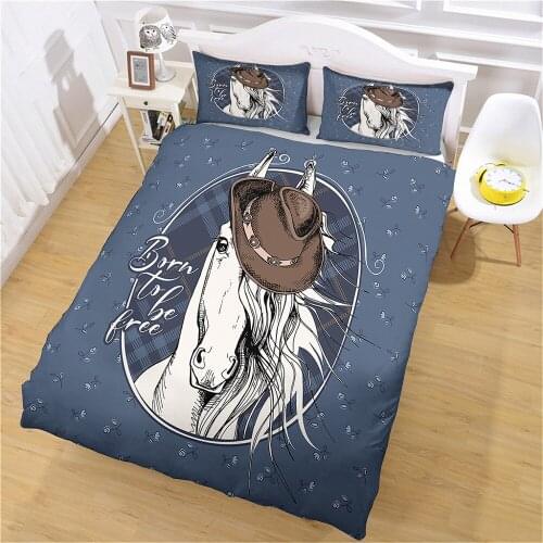 Teen Bedding Duvet Cover Sets Queen Size Cartoon Horse Cool Kids Modern Comforter Luxury Pillow Case Home Textile Health Custom