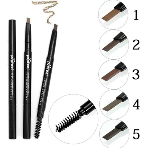Pop Feel Women Makeup Cosmetic Beauty Tools Waterproof Double Head Makeup Automatic Eyebrow Pencil With Eye Brows Brush