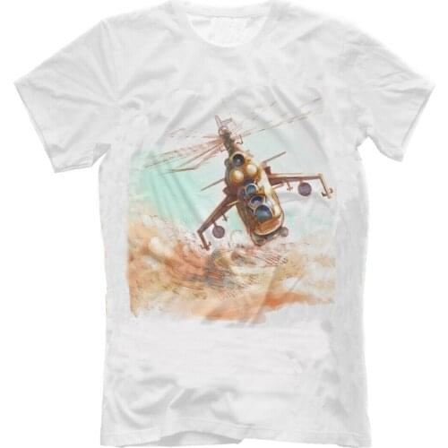 Creative Design Russian Army Mi-24 Hind Attack Helicopter T-Shirt. Summer Cotton O-Neck Short Sleeve Mens T Shirt New S-3XL