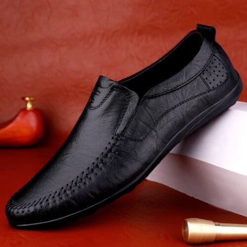 Winter Men Shoes For Man Loafers Fur Warm Driving Slip on Flats Male Genuine Leather Casual Footwear Comfortable Home Business