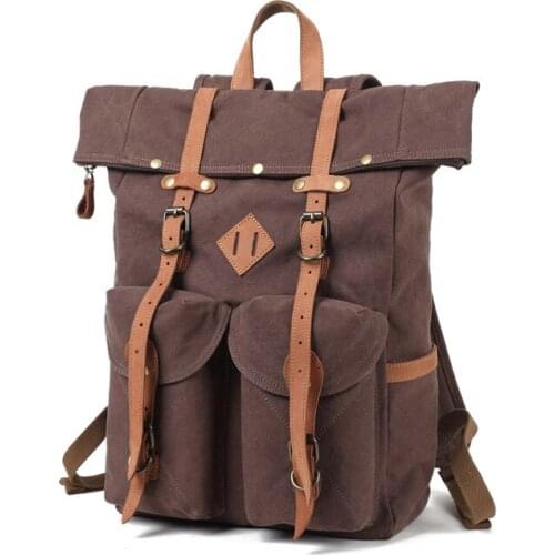 M240 Europe Fashion Laptop Backpacks Pure Cotton Canvas Traveling Daypacks Large Capacity Canvas Leather Rucksacks School Bags