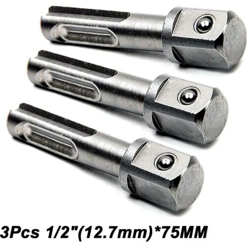 3Pcs Set 1/2" SDS Plus Adapters Connectors Socket Driver Drill Bits Chuck Adaptor Bits Hammer Drill Accessories Power Hand Tools