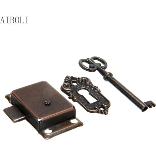 53*27mm Vintage Lock Cabinet Door Lock Set with Key for Drawer Wardrobe Furniture Drawer Lock Replacement