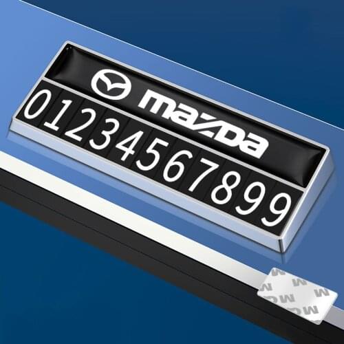 Zinc Alloy Car Temporary Parking Card Phone Number Plate For Mazdas 2 3 6 CX5 Atenza CX-7 CX-9 CX-3 CX-4 CX-8 MX5 Accessories