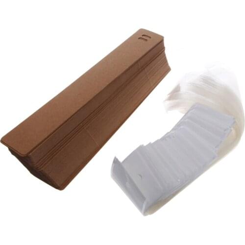 NEW 100Pcs Jewelry Bracelet Chain Display Holder Case Hanging Kraft Paper Cards Gift