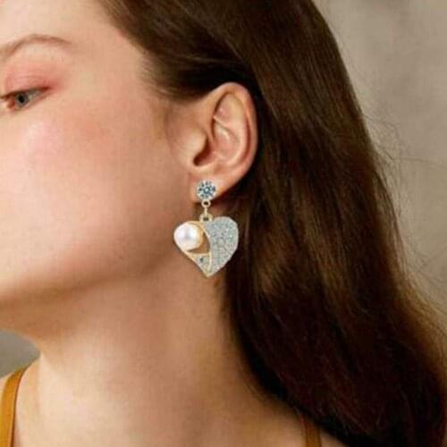 2021 New Women Jewelry Decor Rhinestone Inlaid Heart Shaped Necklace Chic Jewelry Pendant Sweater Chain Jewelry Accessory Hot