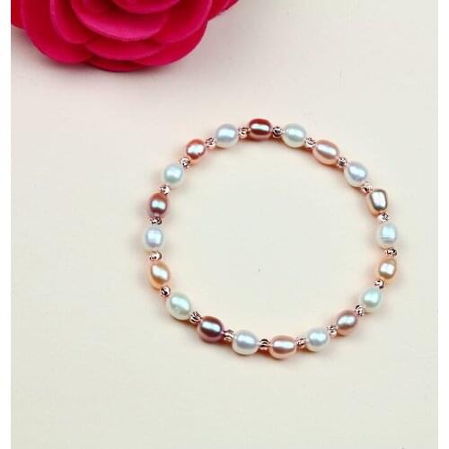 Wholesale Price ELASTIC Fashion Charm Cheap Hot Freshwater Pearl Bracelet 5-6mm Size, 10pcs/lot