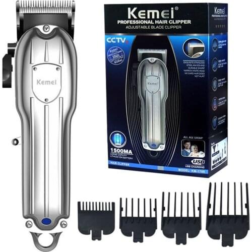 Original kemei adjustable 10W hair clipper rechargeable hair trimmer electric hair cutting machine with 1500mAh battery