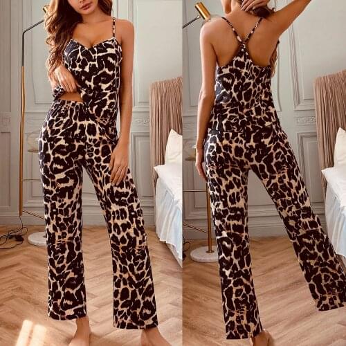 Pajamas Women Fashion Leopard Printed Sexy Pyjama Pour Femme Sling Vest Sleep Tops Pijamas Sexy Lingerie Women Sleepwear пижама