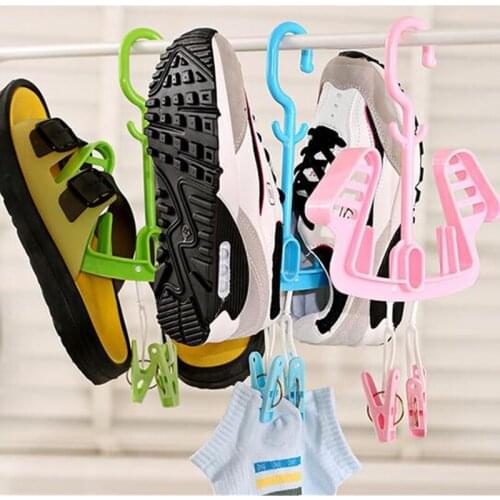 Plastic Shoe Hanger Drying Rack Patented Design Shoe Hanging Drying Hangers With Plastic Clamp Clips For Insole Shoelace