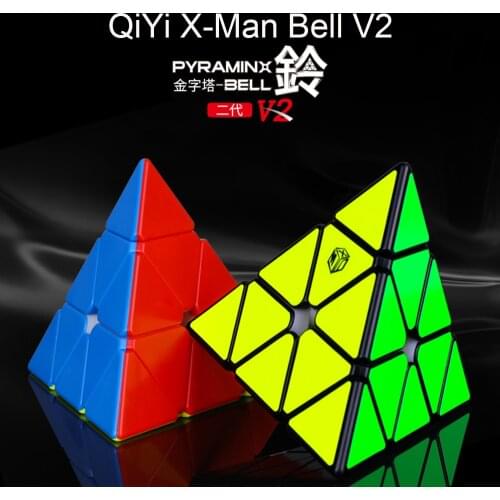 Qiyi BELL V2 M Magic Cube X-man Pyramid Magnetic 3x3x3 Pyramind magic cube 3x3 Speed Cube Magnet Position System Cubo Magico